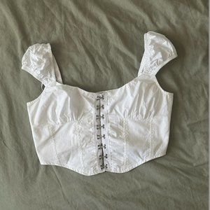 NWOT Garage White Hook & Eye Bustier Top (Small)